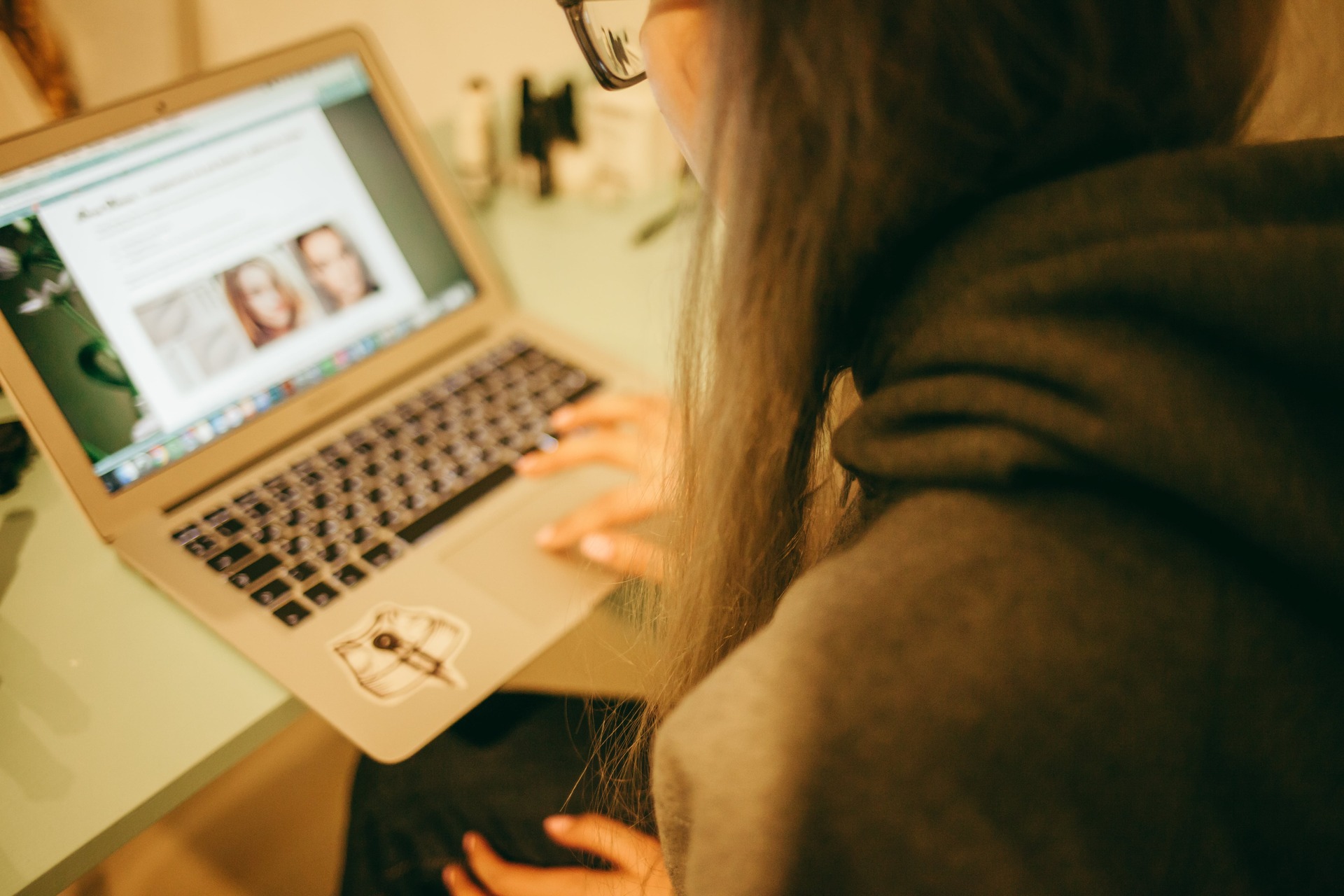 Student using laptop study at home online