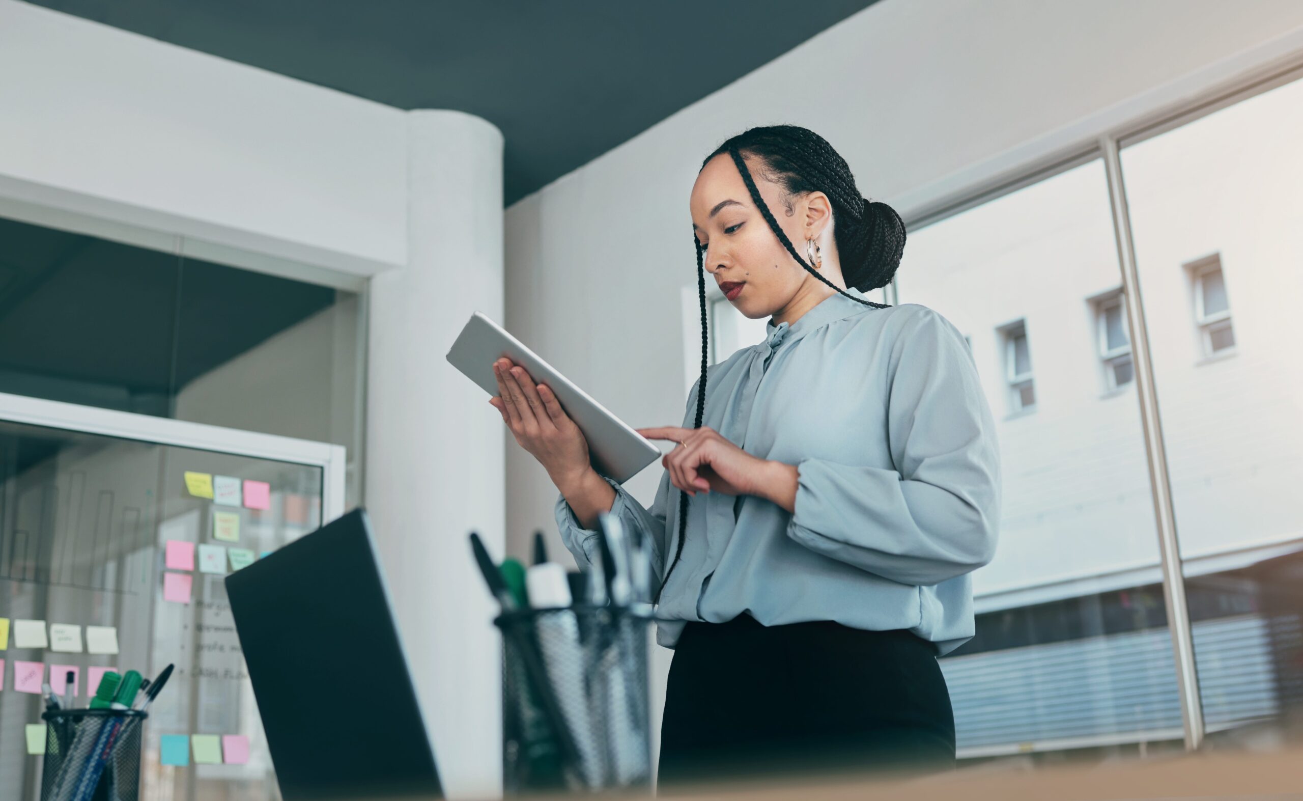 Woman learning English