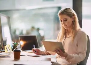 Woman studying English